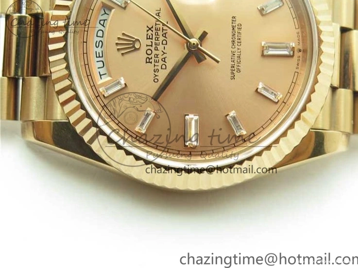 Good Copy Rolex Watches RG Popular RG Bracelet T on New 228239 BP Dial 2834 Markers Version 40mm RG Day-Date President Dial 904 A Crystal 0111